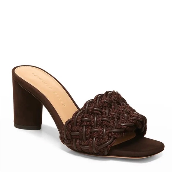 Veronica Beard Kerra Woven block-Heiled suede slide sandals - Picture 1 of 16
